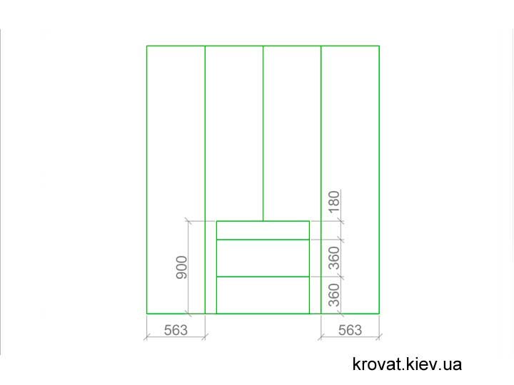 чертеж шкафа с комодом в спальню на заказ чертеж шкафа с комодом в спальню на заказ